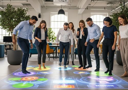 Het laatste nieuws van het bedrijf over Interactive Floor Projection: How Gamified Content Transforms “Spectators” into “Players”