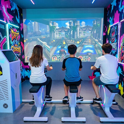Goede prijs Nieuwe Aankomst Kinderen Interactieve Fietsgame Machine VR Dynamische Hometrainer met Projector online