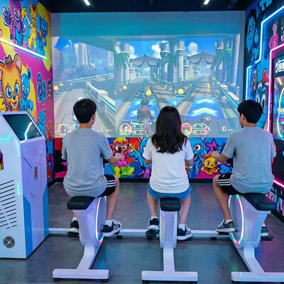 Goede prijs Virtuele Fitness Spinning Fiets Interactieve Bewegingsdetectie Weerstand Stationaire Fiets Scherm Projectie Sportmachine online