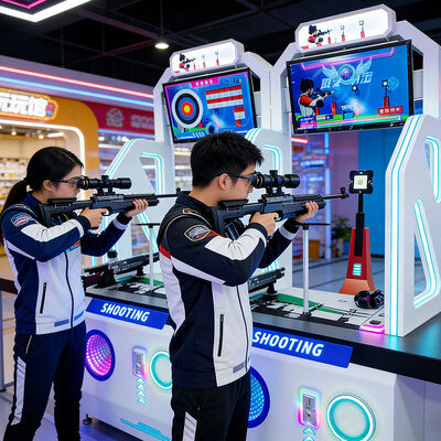 Goede prijs Infrarood Dubbele Speler Schiet Simulator Arcade Game Machine met Olympische Schiet Replica en Verstelbare Stabiliserende Beugel online