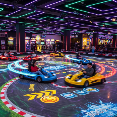 Goede prijs Meeslepende interactieve projectie Go-Kart Racing Game Indoor Electric Battle Kart voor pretpark online