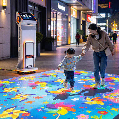 Goede prijs 4100 Lumen Interactieve Vloerprojector met Radarsensoren en Zwenkwielen voor Mobiele Interactieve Vloerprojectiemachine online